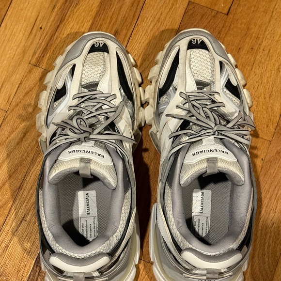 Balenciaga Chunky Track Sneaker in White Gray and Black